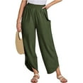 thumbnail image 7 of UAMVSH Lounge Pants Women Trendy Tulip Hem Summer Beach Vacation Pants with Pockets Loose Smocked Waist Straight Wide Leg Pants, 7 of 7