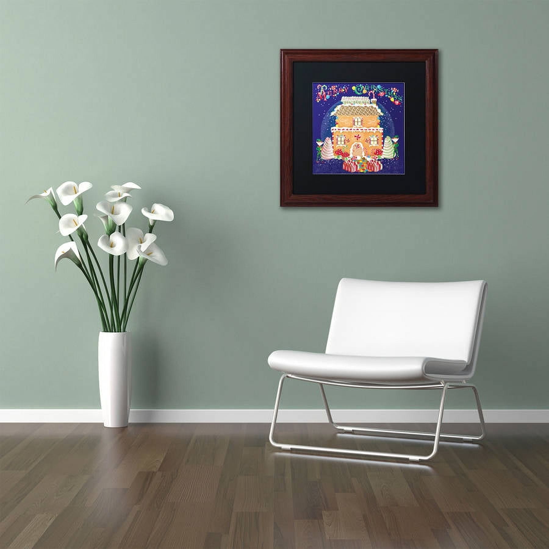 Trademark Fine Art "Xmas Gingerbread House" Canvas Art by Lisa Powell Braun, Black Matte, Wood Frame
