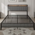thumbnail image 2 of Queen Size Bed Frame with Built-in Charging Station and Upholstered Headboard, 2 of 12