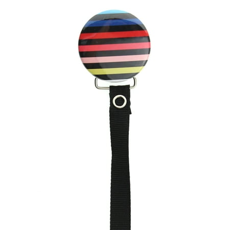 Colorful Stripes Pacifier Clip with Matching Ribbon