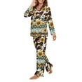 thumbnail image 3 of FOR U DESIGNS Aztec Sunflower Button Pajamas for Women Set 2 Piece Size 4XL Button Sleepwear Long Sleeve Tops and Pants for Women Button Up Nightwear with Pockets, 3 of 7