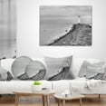 thumbnail image 4 of Designart Lighthouse Windmill Stawa Mlyny in Grey - Seascape Throw Pillow - 18x18, 4 of 5