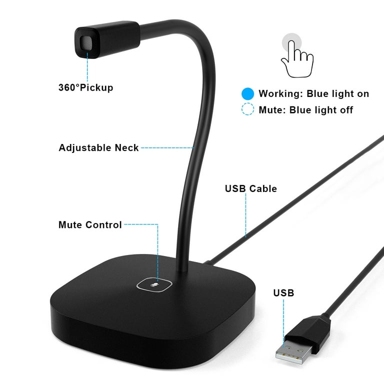 USB Desktop Microphone Plug &Play Omnidirectional PC Laptop