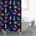 thumbnail image 4 of Colorful Dinosaurs Rockets Pattern Shower Curtain 84"x72" ,Bathroom Decorative Shower Curtains Set with 12 Hooks,Modern Waterproof Washable Shower Curtain, 4 of 6