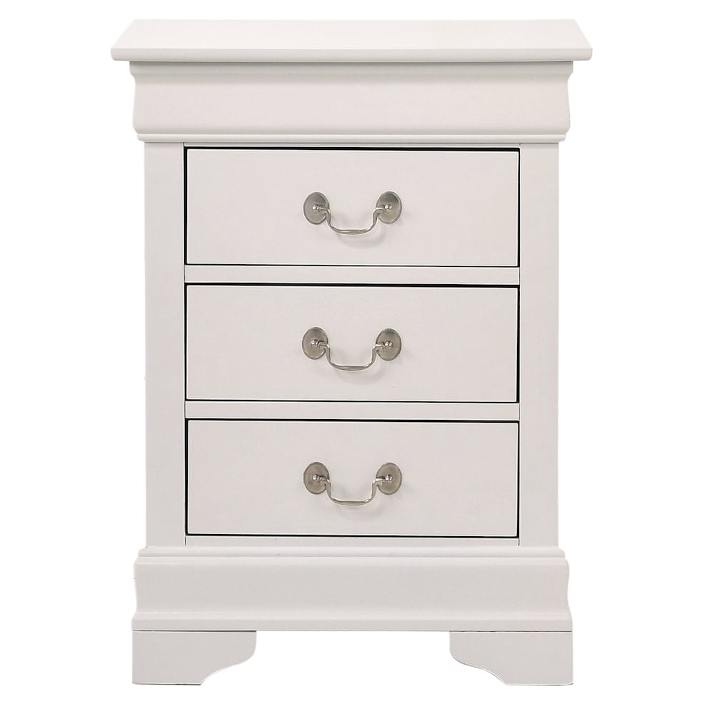 Glory Furniture Louis Phillipe Night Stand in White Color
