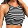 thumbnail image 1 of Women's Plus Size Swim Top Solid Color Adjustable Straps Removable Pads Racerback Tankini Top Summer Beach Pool Bathing Suit Dark Gray, 1 of 5