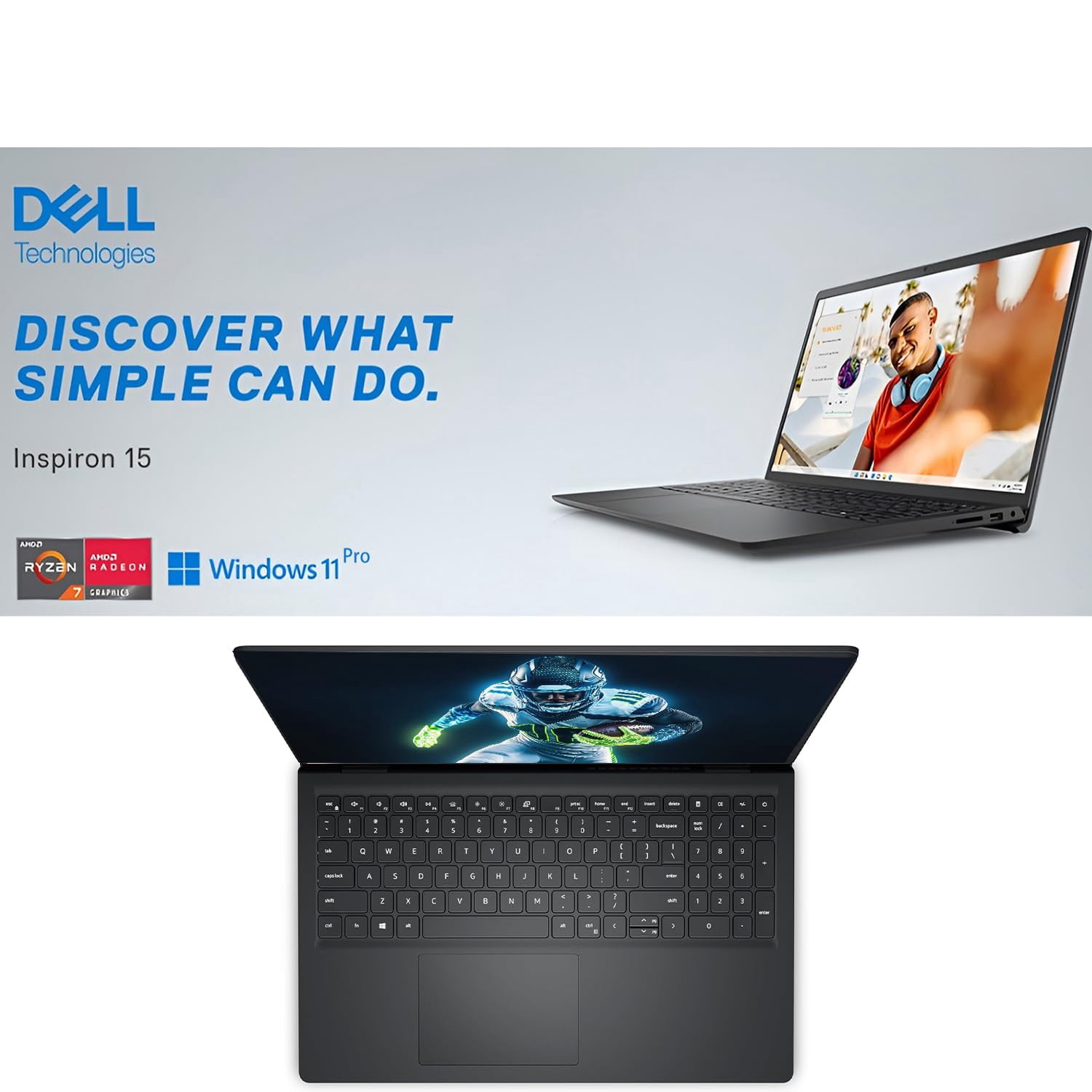 Dell Inspiron 15.6" FHD Touchscreen Laptop, 32GB RAM, 1TB SSD, Speed 8-Core AMD Ryzen 7 7730U (Outperforms Intel i7-1255U in Multitasking), Windows 11 Pro, Long Battery Life, w/WOWPC Recovery USB