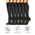 thumbnail image 4 of YAOBAMM Sports Compression Stockings 6 Pairs Unisex Compression Stockings High Elasticity Slip Striped Support Great Circulation Running Nursing Athletic, 4 of 7