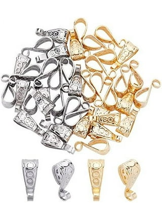  Beadthoven 50pcs Filigree Pinch Bails Pendant Clasps Connectors  for Jewelry Making Platinum Color Brass Ice Pick Pinch Bail Dangle Clip  Bead Jewelry Clasps Findings for Necklace Charms Holder DIY