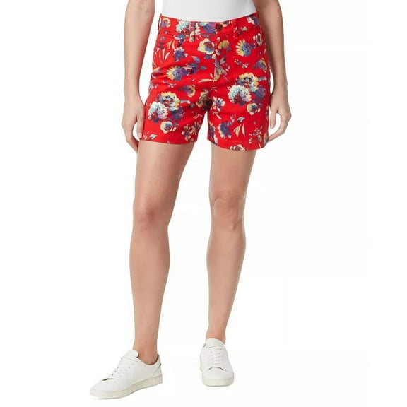 Gloria Vanderbilt RED SPARK SUMMER GARDEN Women's Amanda Shorts, US 14