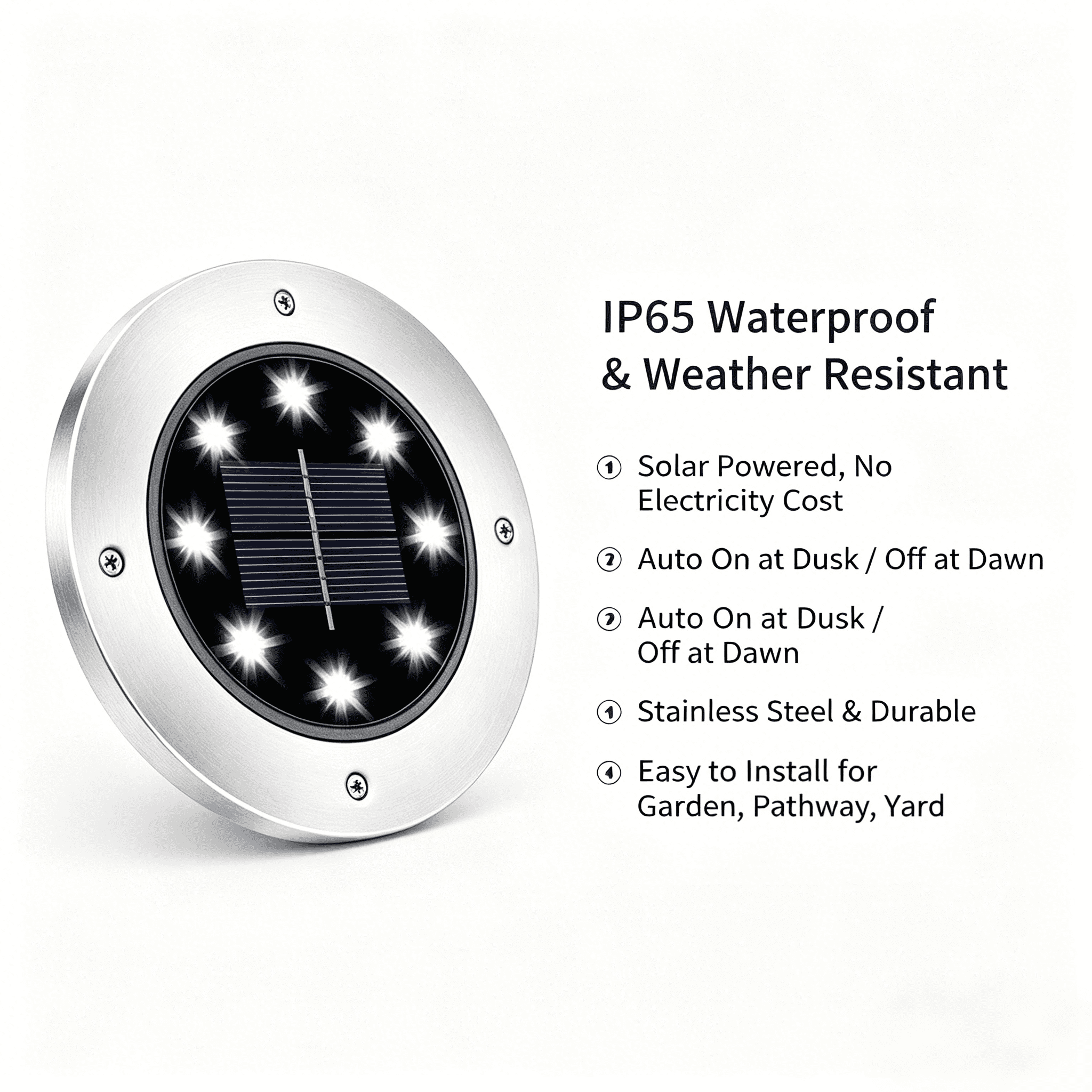 4.6 inch Solar Lights for Outside, 8 Pack Solar Light Outdoor Waterproof, Garden Lights Landscape Lighting for Patio Pathway Lawn Driveway Walkway White