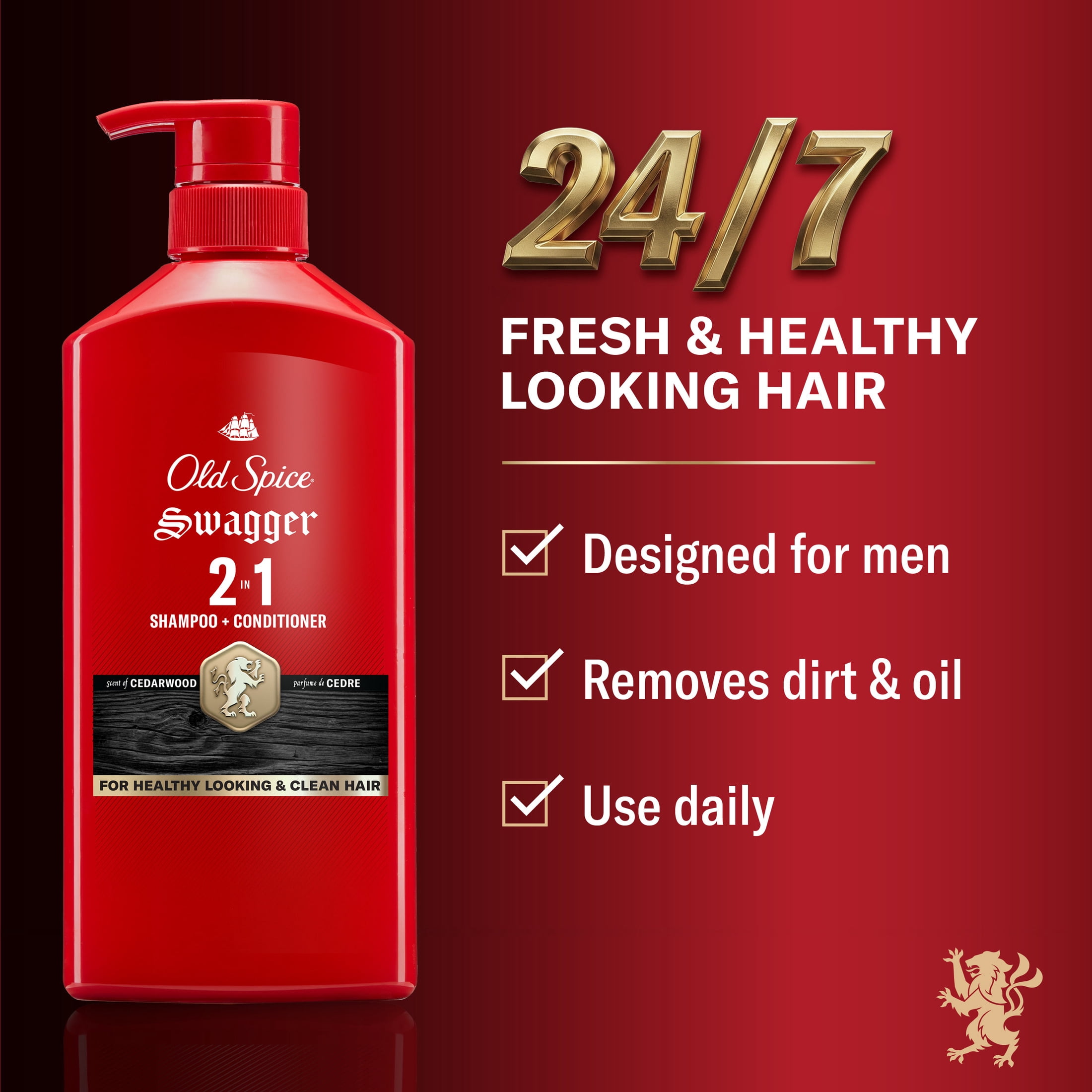 Old Spice Swagger 2 in 1 Men's Shampoo and Conditioner, 21.9 fl oz