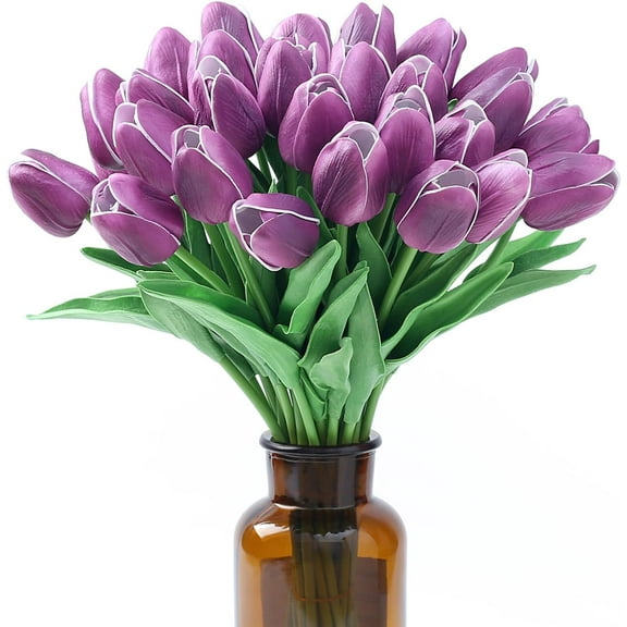 Purple Tulips Fake Artificial Flowers Real Touch " Silk Flower for Home Decor Mother's Day Spring Wedding Bouquet Decorations Floral Arrangements#