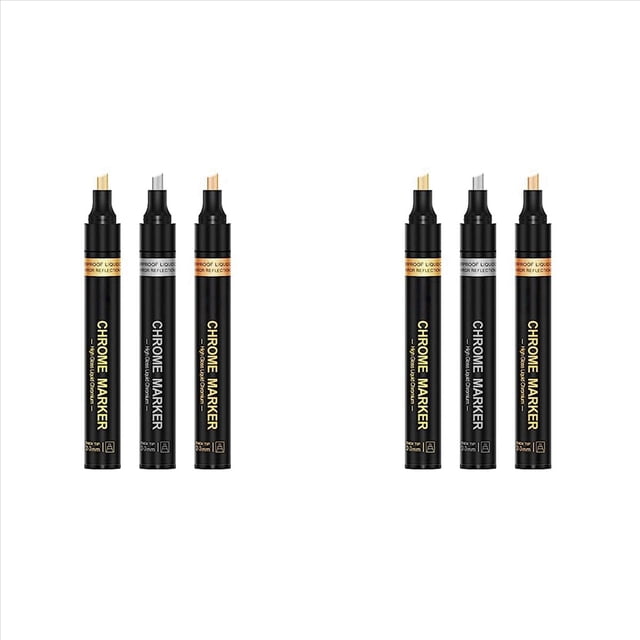 2X Marcadores Cromados de Espejo LíQuido, Marcadores MetáLicos Permanentes de 3 Colores, ÁRea de AplicacióN MáS Grande de 2-3 Mm, Alto Brillo, Resistente Al Agua