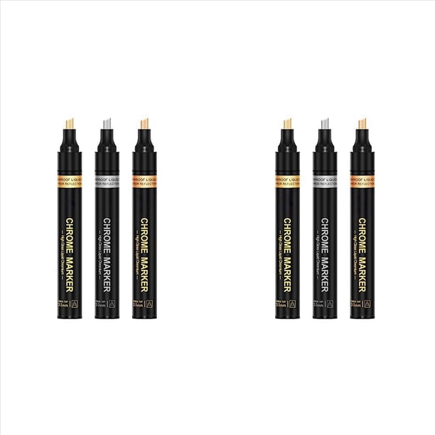 2X Marcadores Cromados de Espejo LíQuido, Marcadores MetáLicos Permanentes de 3 Colores, ÁRea de AplicacióN MáS Grande de 2-3 Mm, Alto Brillo, Resistente Al Agua
