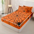 thumbnail image 2 of Homewish Halloween Spider Web Zipper Full Size Comforter Sets with Fitted Sheet and 2 Pillowcases for Kids, Vintage Spooky Theme Zipper Bedding Set, Black Reversible, 4-Piece, 2 of 6
