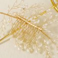 thumbnail image 3 of Peineta de pelo de novia dorada con pasador para accesorios de boda para novias, tocados de boda para novias y mujeres, 3 of 5