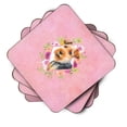 thumbnail image 2 of Carolines Treasures CK4192FC Welsh Terrier Pink Flowers Foam Coaster Set of 4 3 1/2 x 3 1/2 multicolor, 2 of 4