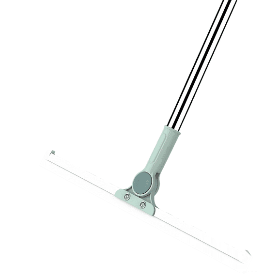 Floor Squeegee, 13.8 in / 35 cm, with 47.2 in / 120 cm Long Handle, Silicone Cutter, Non-Scratch, Window Cleaning, Silent, for Bathroom, Kitchen, Gray
