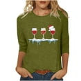 thumbnail image 2 of Zedker Womens Tops 3/4 Sleeve Shirts Round Neck Loose Casual Floral Print Blouses Tshirts Army Green Plus M, 2 of 4