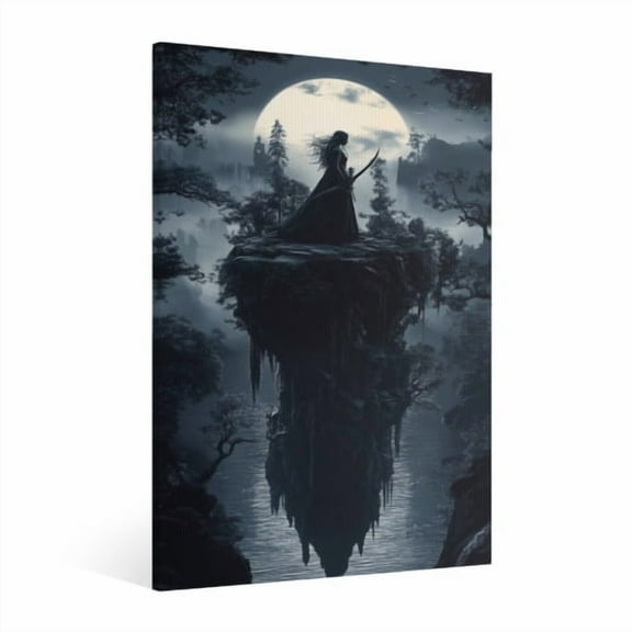 Vintage Halloween Witch Canvas Wall Art Painting, Retro Horror Creepy Dark Poster, Halloween Gothic Artwork Picture Print Decor, Spooky Ghost Wall Decor for Bar Living Room Bedroom Party Framed