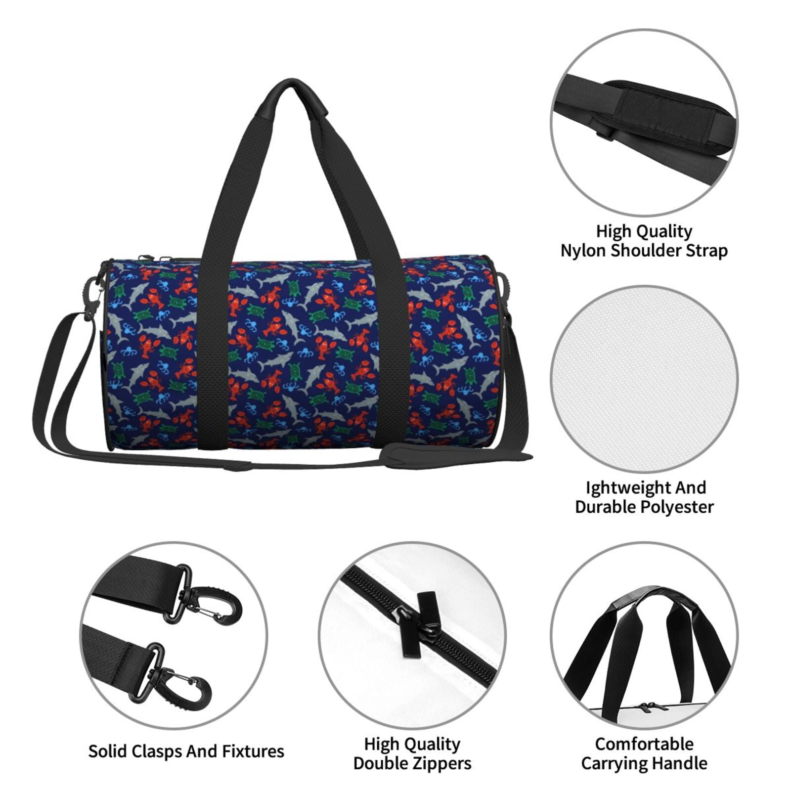 Vsdgher Deep Down In The Ocean 45L Foldable Duffel Bag, Sports Gym Bag,Overnight Bag, Portable Weekender Bag for Airplanes