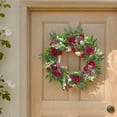 thumbnail image 6 of Kuroiy Spring Front Door Wreath with Roses | Artificial Greenery Winter Decor | 15.74in PVC Floral Wall Hanging | Indoor Outdoor Holiday Home Decoration | 1 Pack, 6 of 7