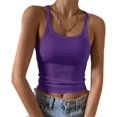 thumbnail image 1 of HSHDLDF Women's Sleeveless Tank Top Form Fitting Scoop Neck Ribbed Knit Basic Cami Shirts, 1 of 7
