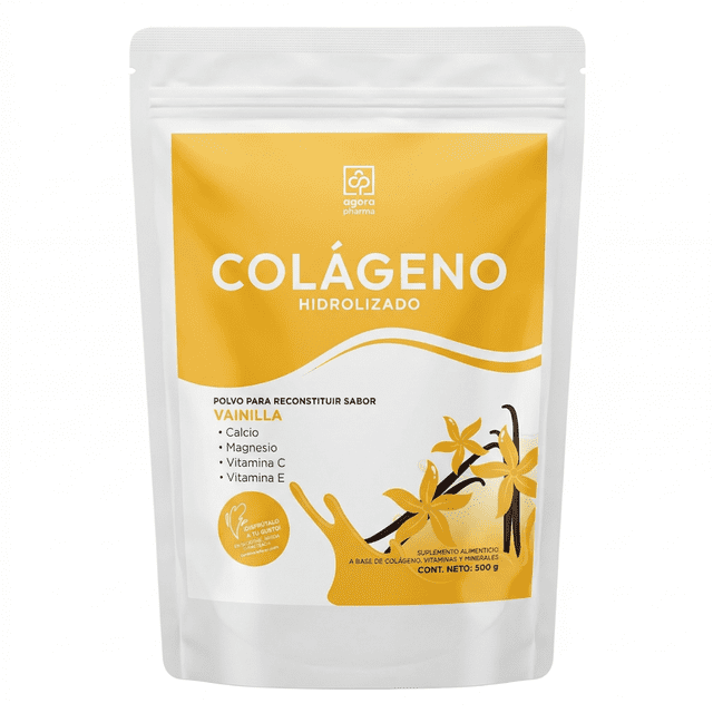 Agorapharma Colágeno Hidrolizado En Polvo Sabor Vainilla 500 Gr. 25 Serv.