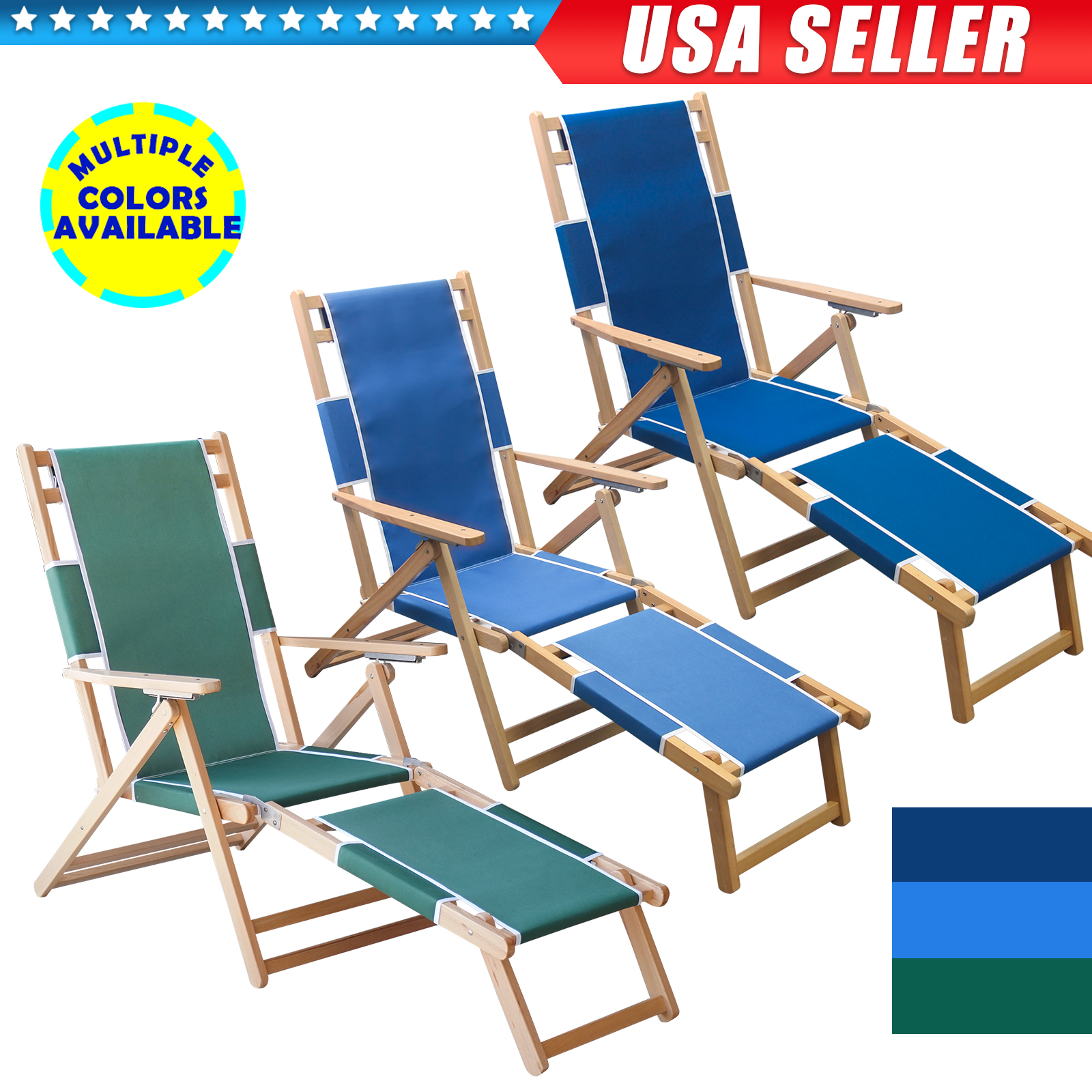 Portable Solid Wood Frame Foldable Beach Chair Folding Patio Chairs