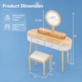 thumbnail image 4 of 47 Inch Modern Makeup Vanity Desk Set with 3 Color Round LED Mirror, Dressing Table with 4 Storage Drawers & Padded Stool for Bedroom,Natural and White, 4 of 6