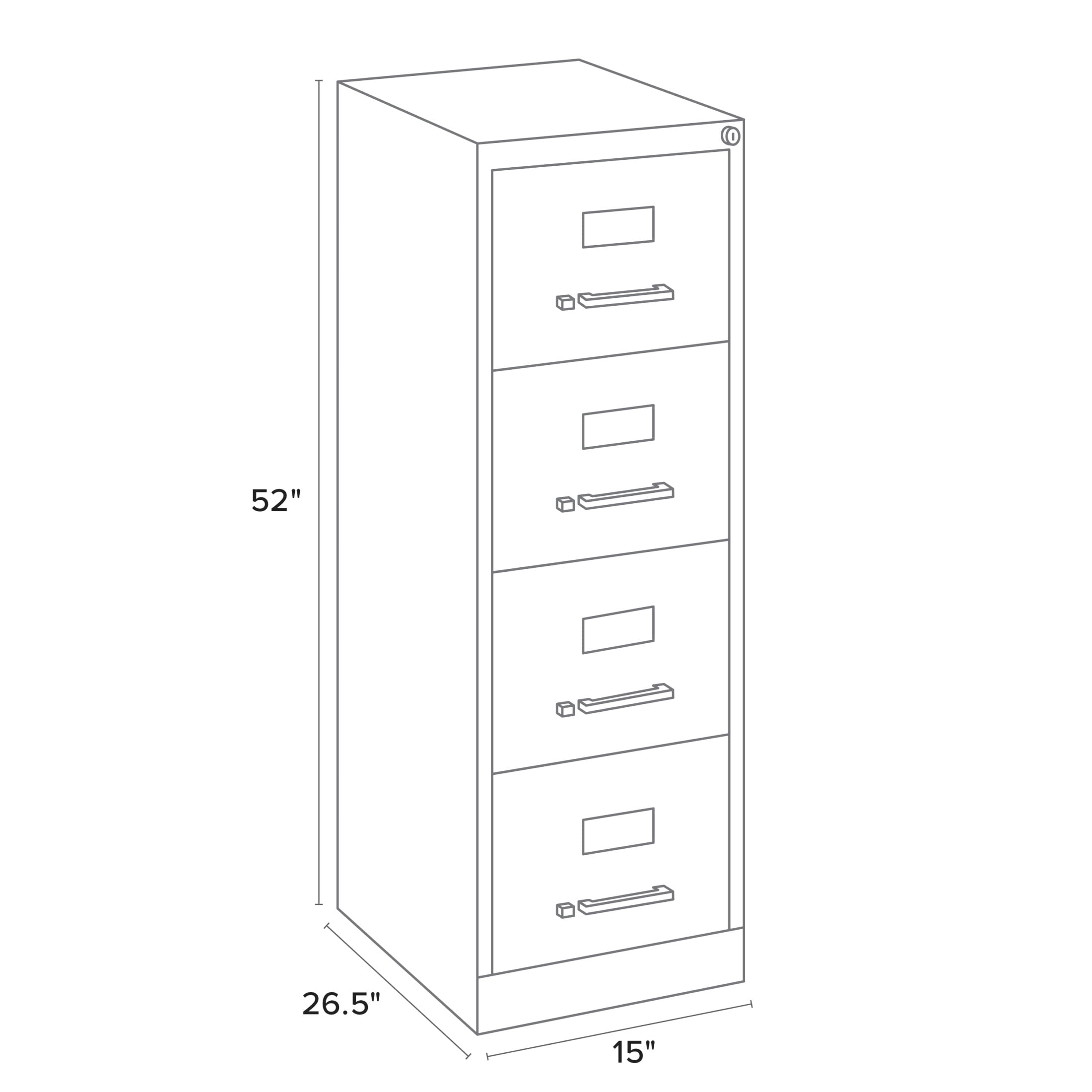 Hirsh Pro 4 Drawer Letter Locking Metal Vertical File Cabinet, 26.5" Deep, Gray