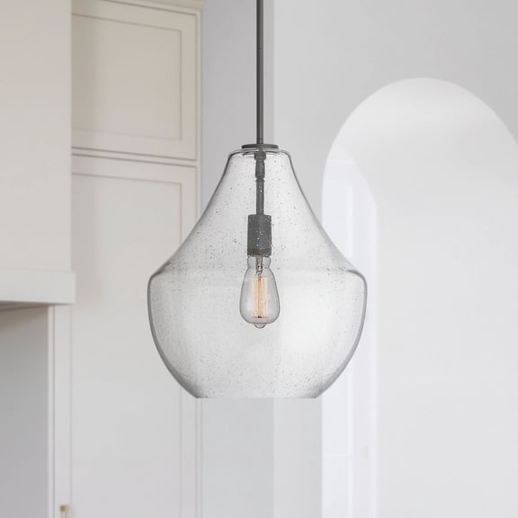 Possini Euro Design Possini Euro Stephanie 14" Wide Black and Seeded Glass Pendant Light