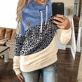 thumbnail image 2 of Women's Hoodies Sweatshirts Sleek Contrast Sleeve Hoodie for Casual Leopard Print Top with Long Splice and Strap Detail Blue L, 2 of 2