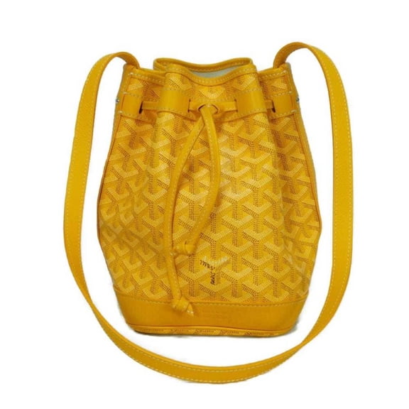 Pre-Owned Goyard Petit Flo Bucket Bag, Shoulder Crossbody Herringbone Pattern, Yellow,...