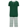 thumbnail image 4 of Ensembles de Pyjama pour Femmes 2 Pcs, Blouse Décontractée à Col Rond à Manches Courtes pour Femmes, Pantalon de Mode, Ensemble de Pyjama, 4 of 7