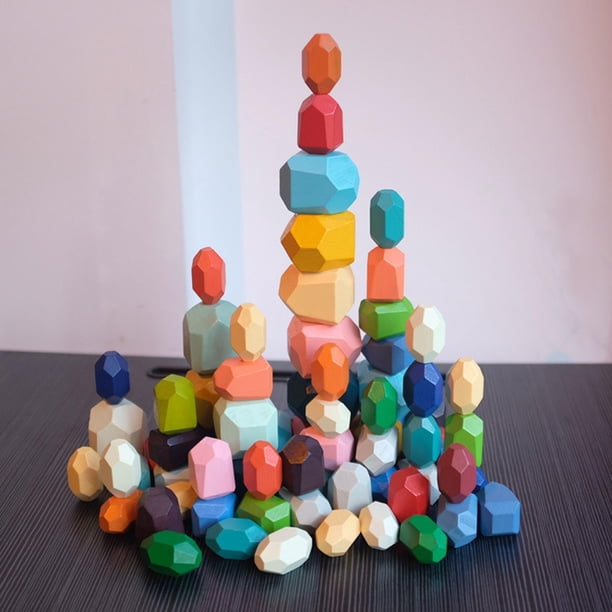 36 Blocchi Di Legno Equilibranti Per Bambini &ndash; Pietre Impilabili Multicolori &ndash; Gioco Attivit&agrave;