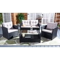 thumbnail image 2 of SAFAVIEH Vellor Outdoor Patio 4 Piece Conversation Set, Black/Light Grey, 2 of 12