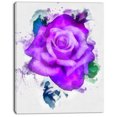 thumbnail image 2 of Aquarelle de Rose Violette Faite à la Main - Impression d'Art Floral sur Toile, 2 of 4