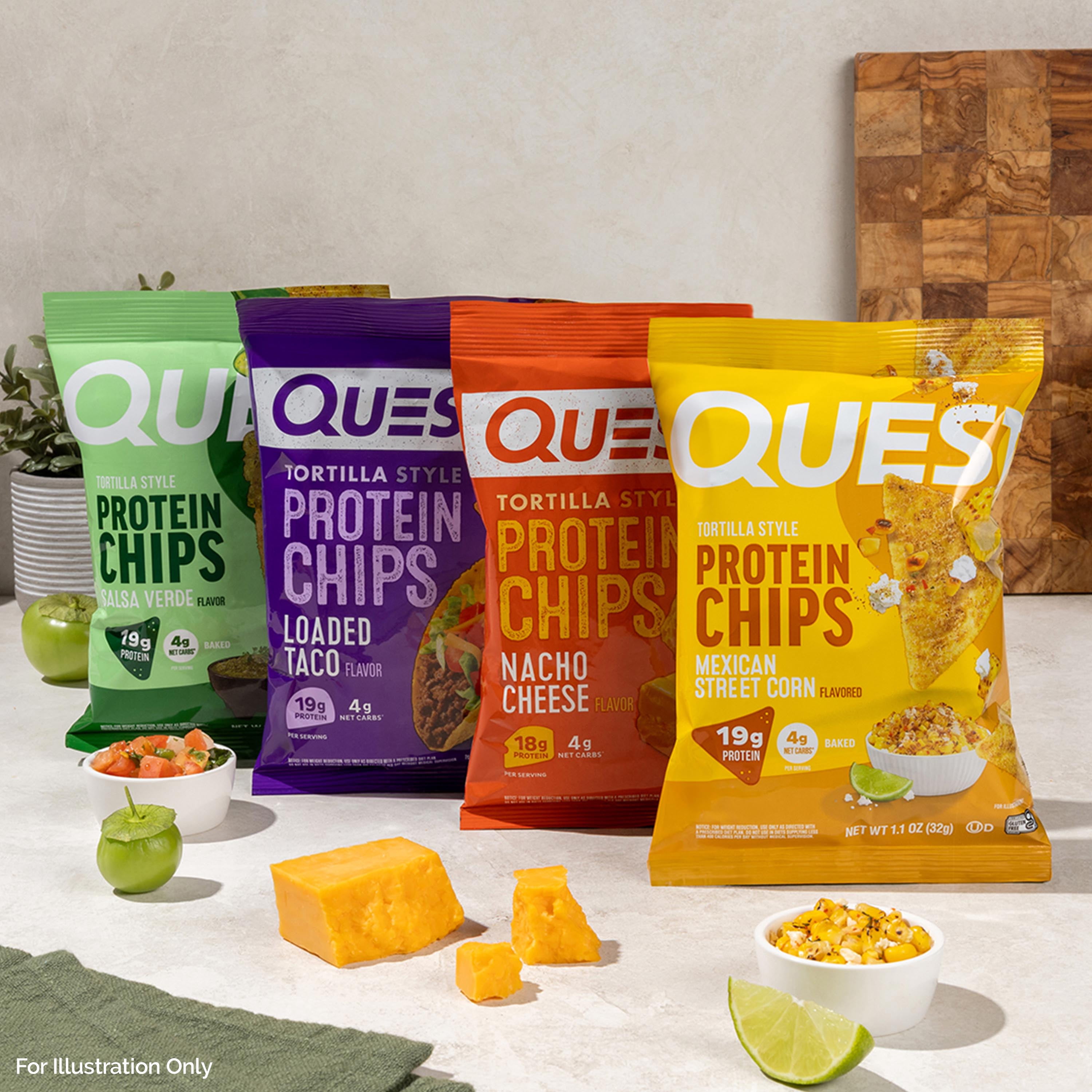 Quest Tortilla Style Protein Chips, Mexican Street Corn, 19g of Protein, 8 Count