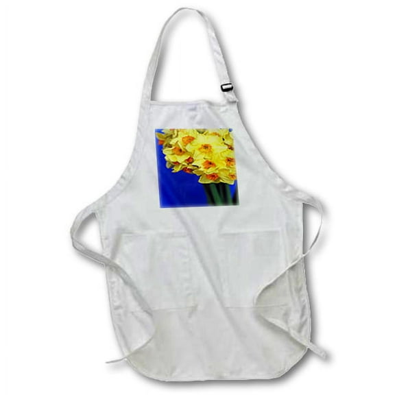 3dRose, Easter Daffodils , BLACK Full Length Apron with Pockets 22w x 30l