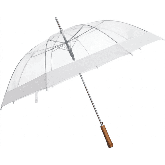 Barton Outdoors Rain Umbrella - Clear and White Rip-Resistant - Auto Open with Resin Handle