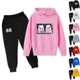 thumbnail image 3 of Zwiiyzr 3-10Y Infant Toddler Baby Boy Girl Clothes Solid Color Printed Long Sleeve Hoodies Jogger Pants Set 2Pcs Fall Winter Matching Outfit Pink, 3 of 3