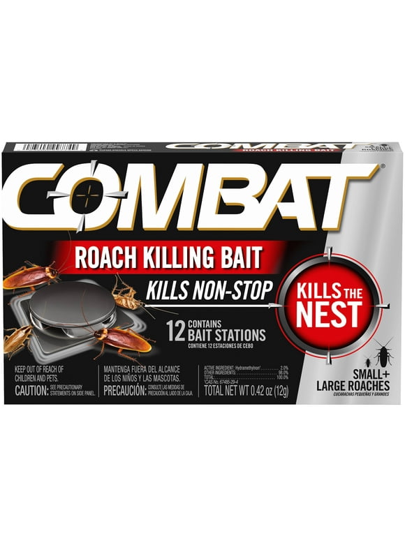 Combat Roach Killing Bait Stations for Small and Large Roaches, 12 Count