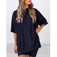 thumbnail image 6 of PRETTYGARDEN Women's Two Piece Lounge Set Summer Casual Oversized Shirts Biker Shorts Matching Airport Travel Outfit, 6 of 7