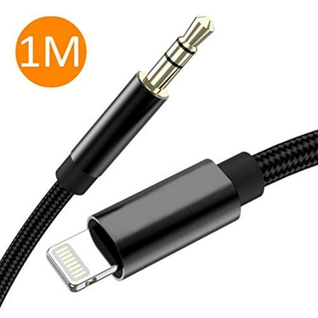 3.5mm Male Aux Stereo Audio Cable, AEZO Nylon Braided Cord Compatible iOS 11 Above, Car Aux Cable iPhone X/ 8/7 / 7 Plus Car Home Stereo Volume Control