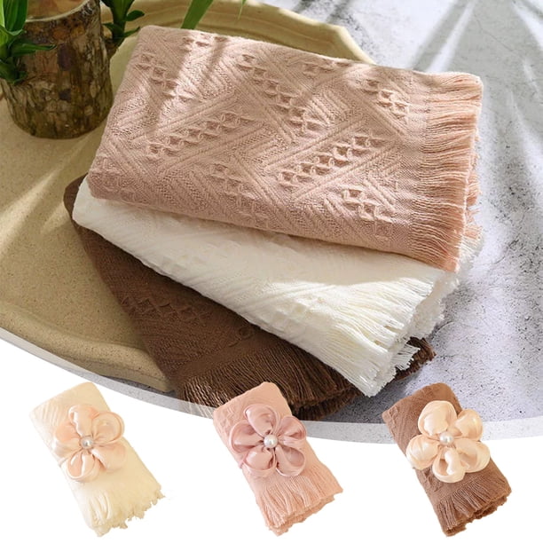 Set de toallas de flelas de algodón - 3 colores, 29x13 pulgadas, suave y absorbente - Regalo para bodas, Día de la Madre y Navidad