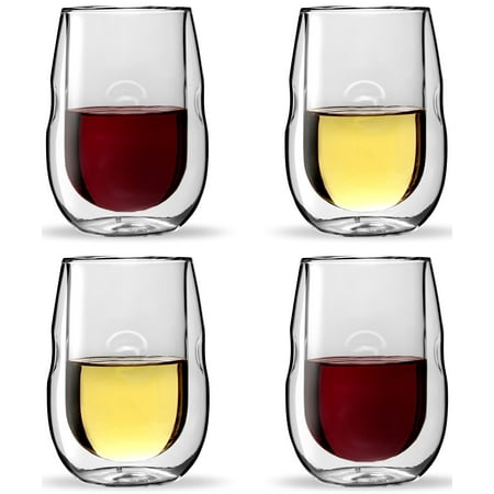 Palmetto Double Wine - Ozeri Moderna Artisan Series Double Wall Insulated Wine Glasses - Set of 4 Wine and Beverage Glasses