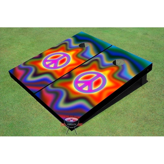 Groovy Peace Sign Theme Cornhole Boards