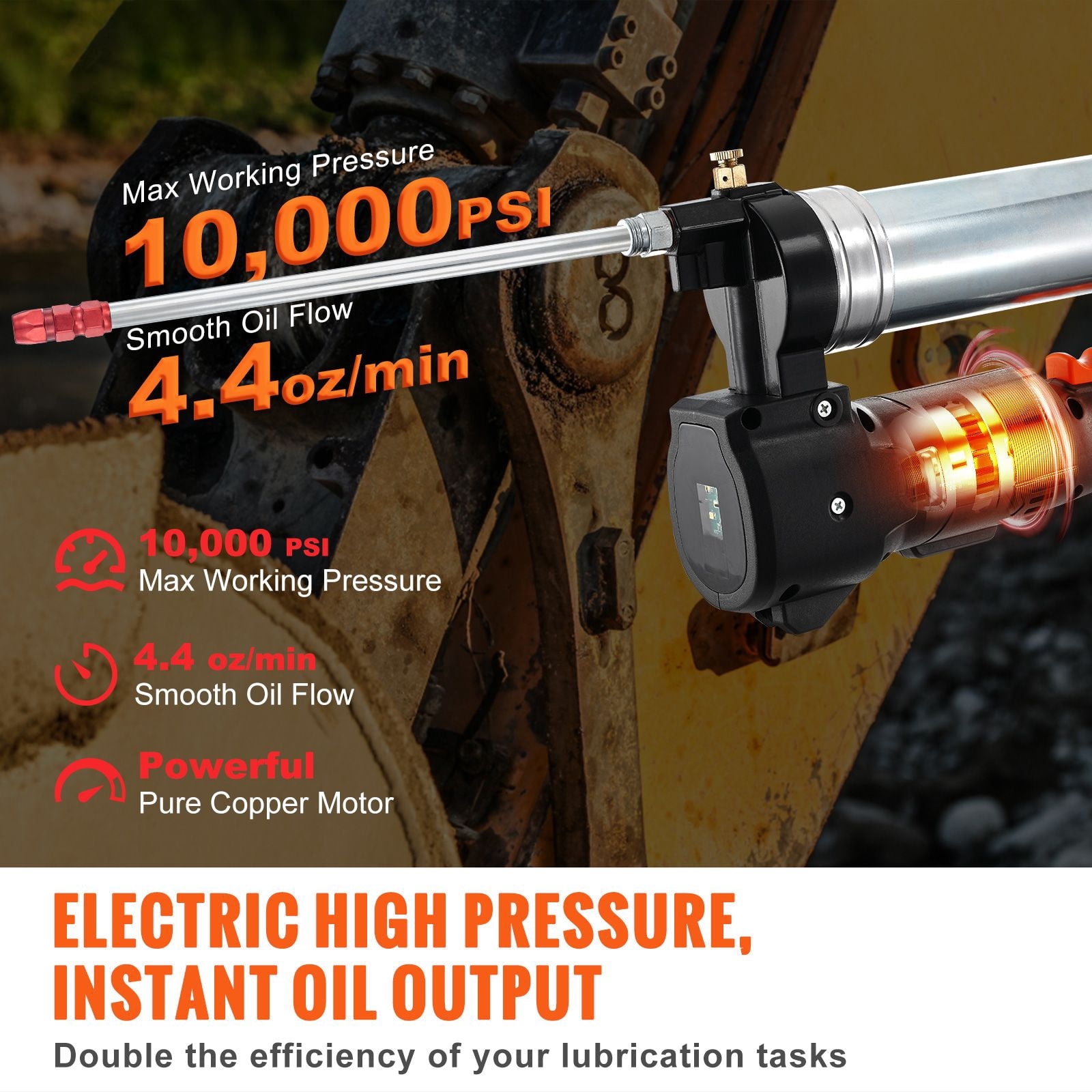 20V Cordless Grease Gun Kit with 10,000 PSI, 39-Inch Hose, 2 Batteries, Charger&Case - Professional High-Pressure Battery-Powered Lubrication Tool